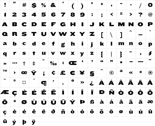 Knockout HTF74-FullSumo  glyph index