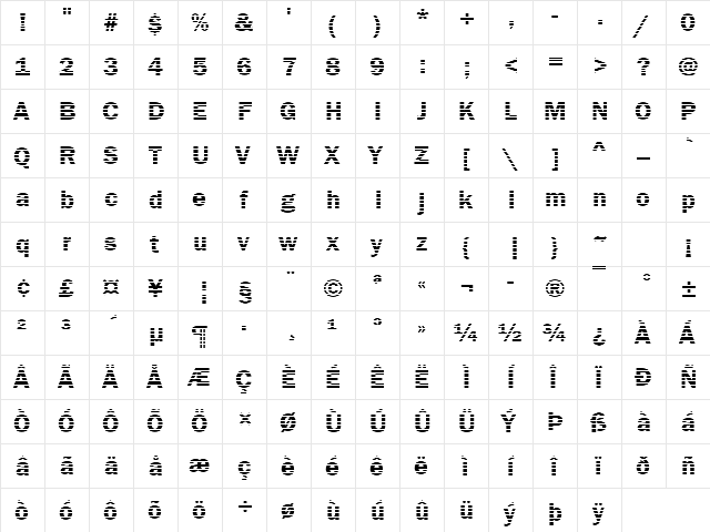 Franklin02 Becker Regular  glyph index