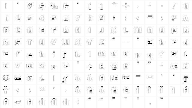 AndreaBeckerOutline Regular  glyph index