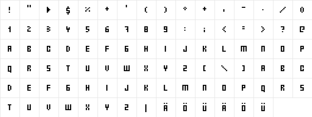 Ernest Regular  glyph index
