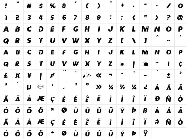 Red Undead Semi-Italic Semi-Italic  glyph index