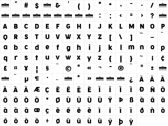 Cocogoose Narrow Trial Regular  glyph index