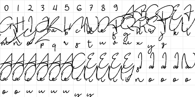 The Bohemian Free Regular  glyph index