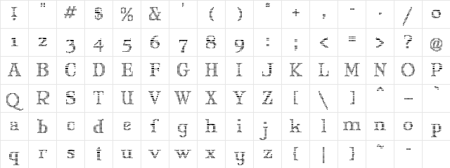 Mary Jane Olyff Regular  glyph index