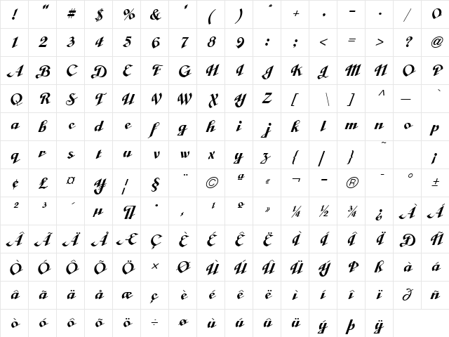 Cabarga Curs ICG Solid Regular  glyph index