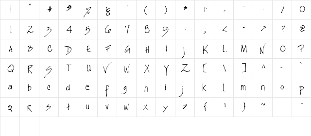 Mrsdog Regular  glyph index