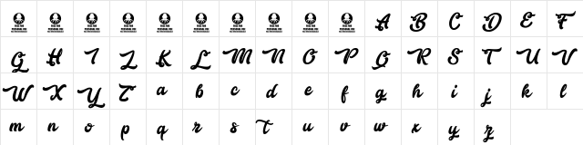 Bestlovers Regular  glyph index