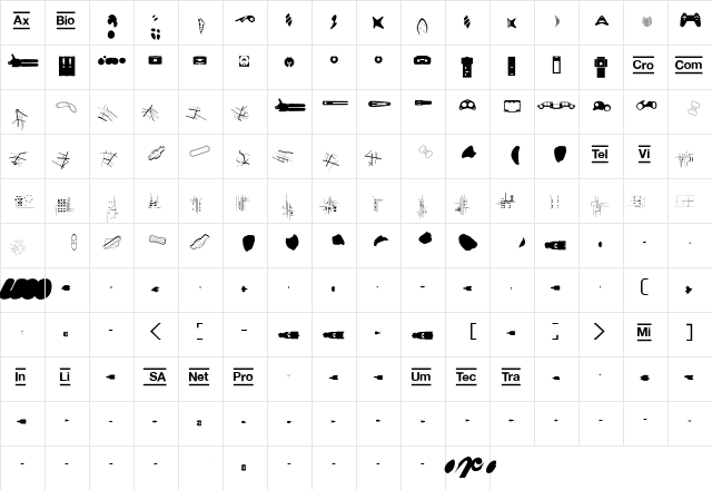 CroCro Regular  glyph index