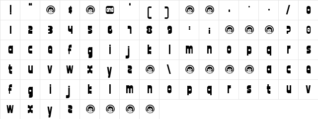 font twelve good Regular  glyph index