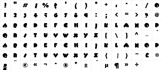BeeskneesC Regular  glyph index