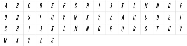 Prestage Italic Italic  glyph index