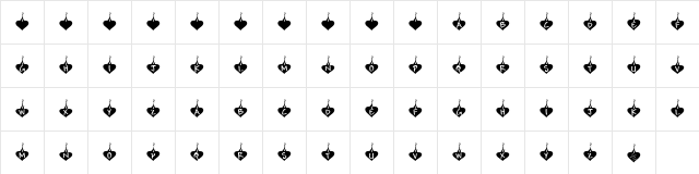 KR Burning Love Regular  glyph index