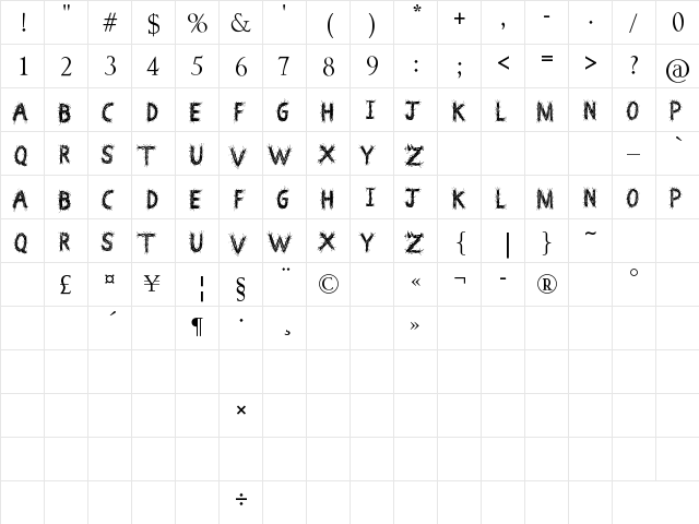 Death Branch Regular  glyph index