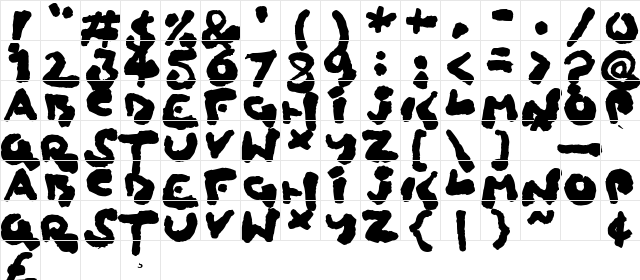 Childlike Blobs Regular  glyph index