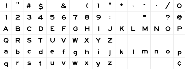 Roadgeek 2000 Series F Regular  glyph index