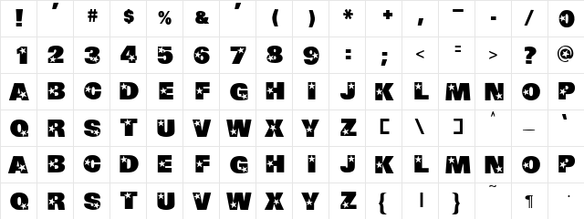 Politician Regular  glyph index