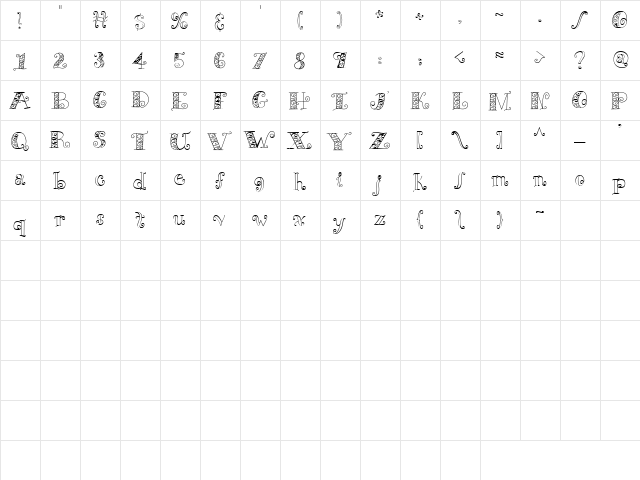 LD Wrought Iron Regular  glyph index