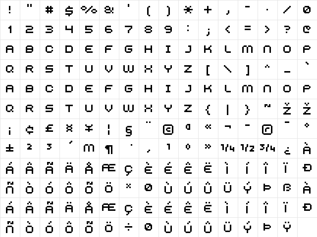 FFF Fuego Extended Regular  glyph index