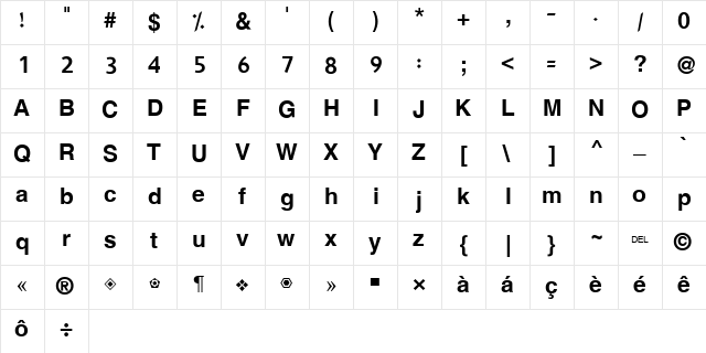 Hacen Liner Screen Bd Regular  glyph index