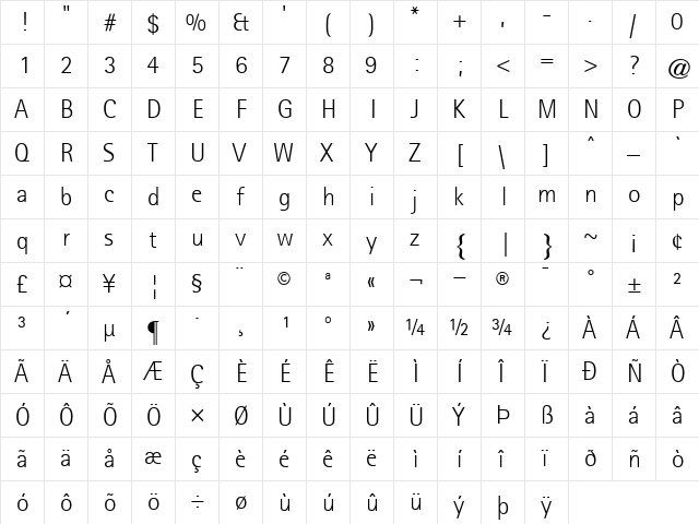 RotisSansSerif45-Light Light  glyph index