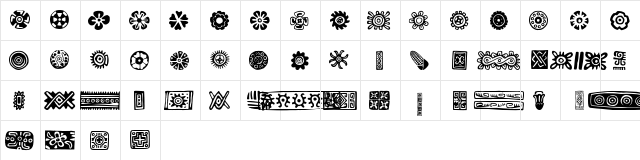 Pre-Columbian Ornaments Regular  glyph index