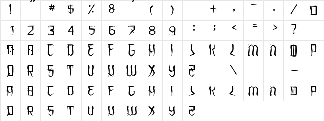underhood Regular  glyph index