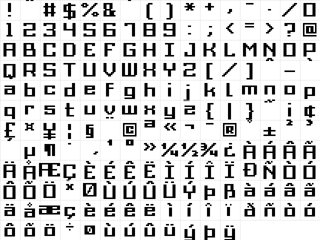 Grixel Acme 9 Regular Bold Xtnd Regular  glyph index