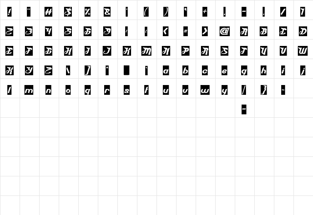 Everyone Heart-Inverse Regular  glyph index