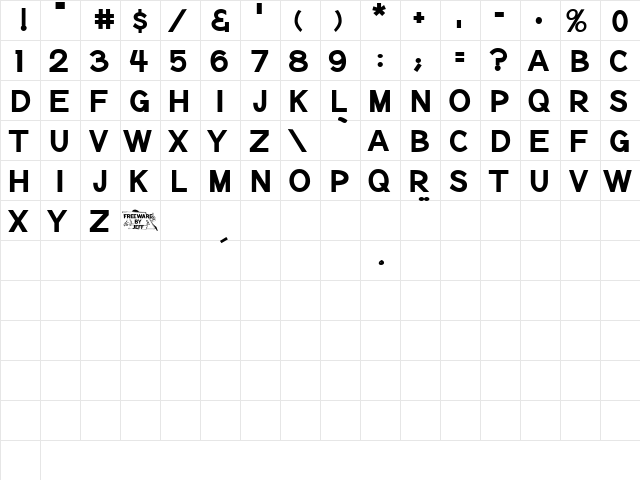 Notation Bold JL Regular  glyph index