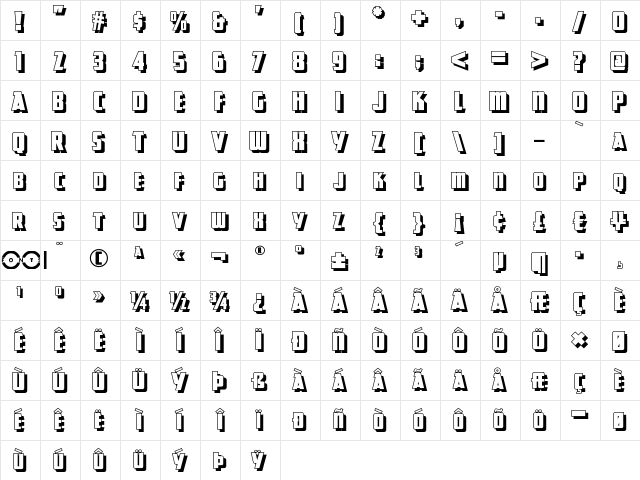 Great Lakes Shadow NF Regular  glyph index
