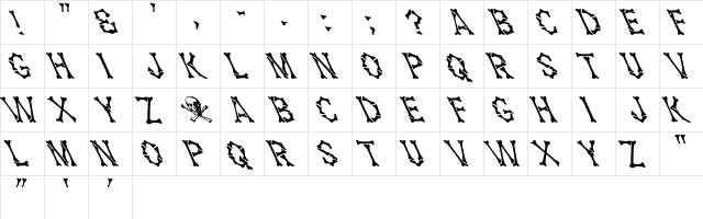 Headhunter Leftified For Death Medium  glyph index