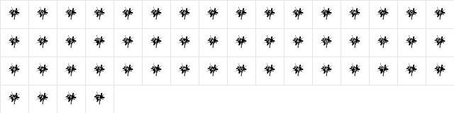 KR Squished Mosquito Regular  glyph index