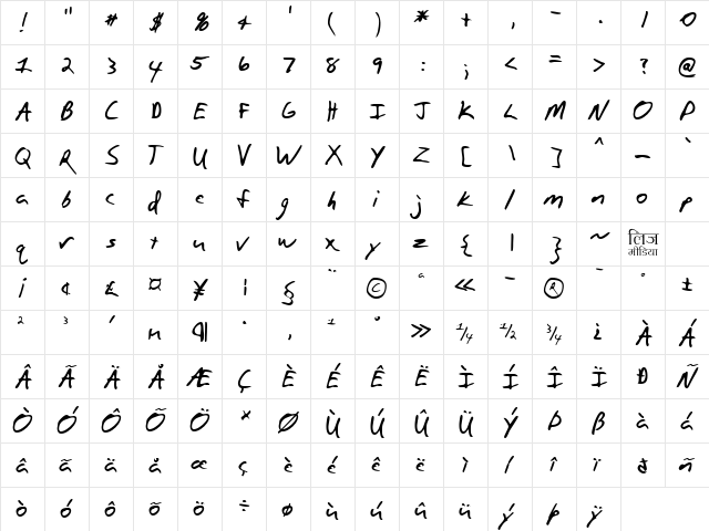 LEHN109 Regular  glyph index