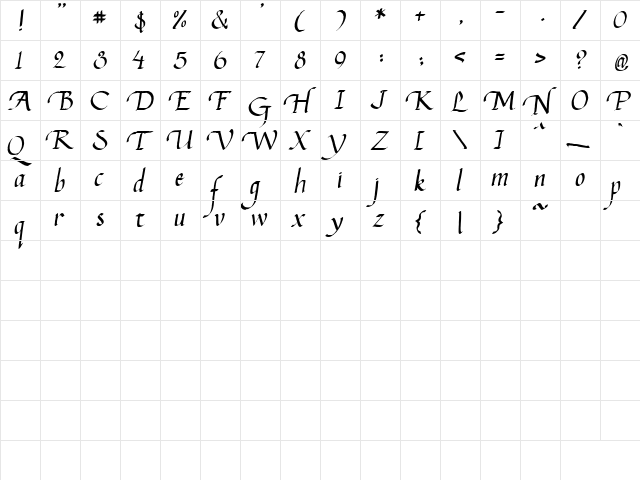 PC Friends Regular  glyph index