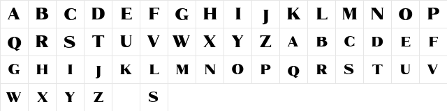 Marques Free Regular  glyph index