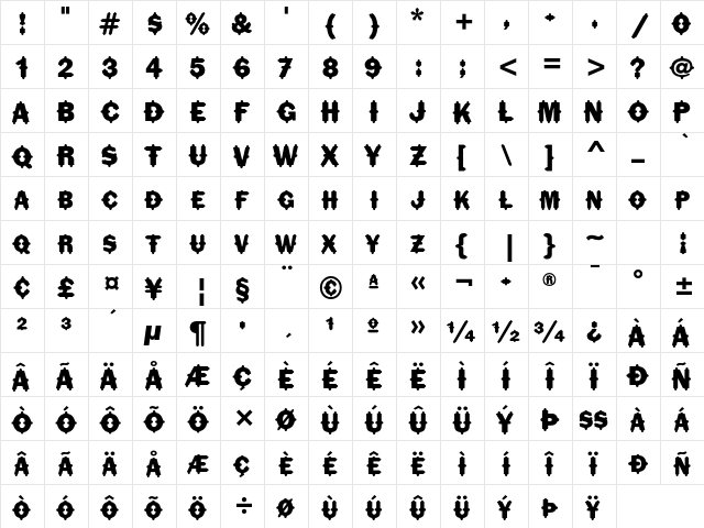 Florinda ITC Std Regular  glyph index