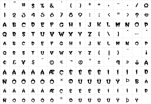 FZ WACKY 39 Normal  glyph index