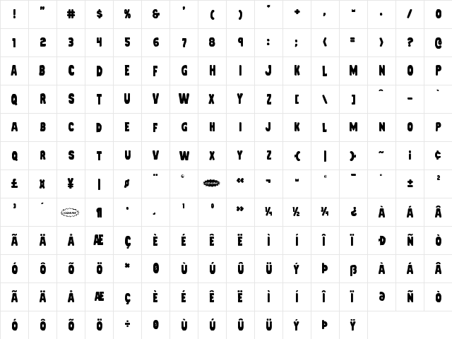 Mystery Mobile Regular  glyph index