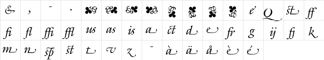 GalliardAltCC Regular  glyph index
