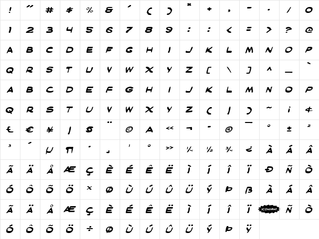 Masked Marvel Expanded Expanded  glyph index