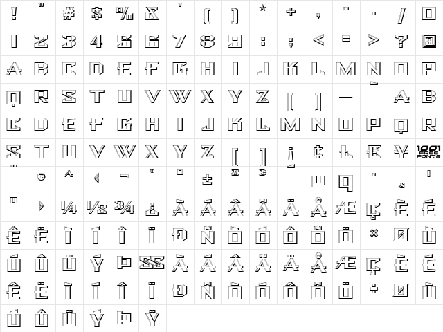 Bulwark NF Regular  glyph index