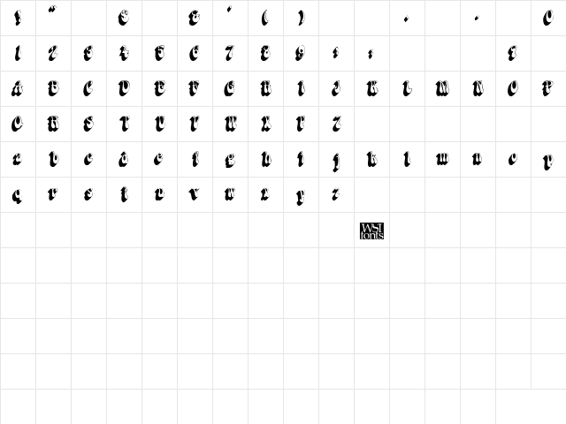 BoopShadow Regular  glyph index