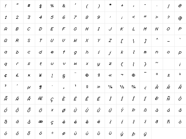 EnterCommand Italic  glyph index