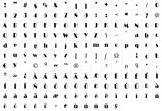 MichelleBecker Regular  glyph index