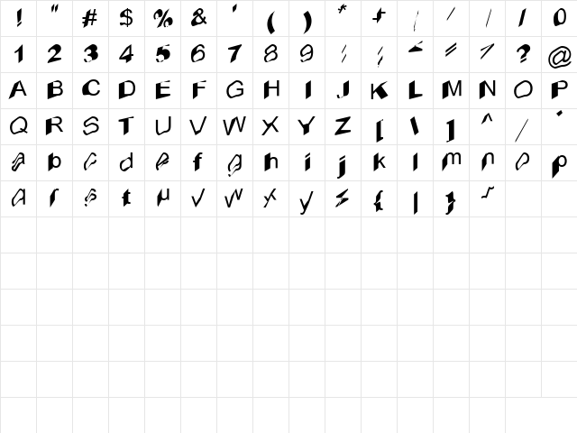 Askew Regular  glyph index