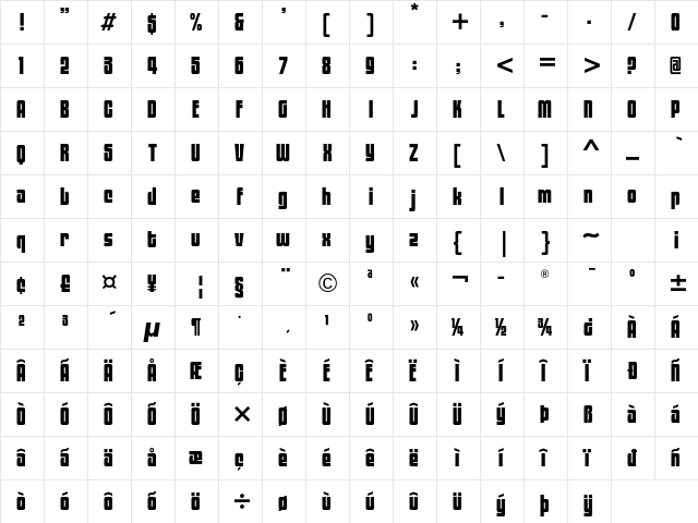 Black Tulip ITC Std Regular  glyph index