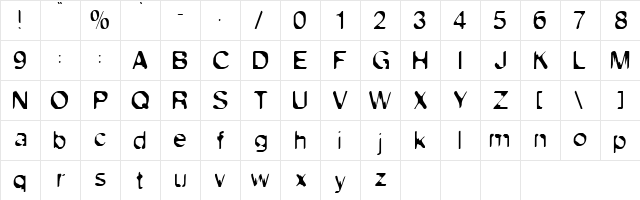 Exsect Regular  glyph index
