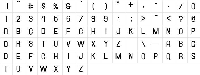 Hallandale Stencil Bold JL Regular  glyph index