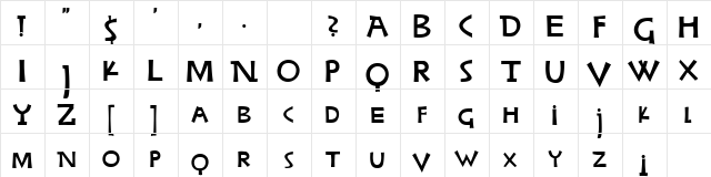 Woodring Bold  glyph index