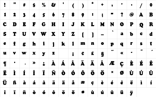 CooperBlaDConRo1 Regular  glyph index